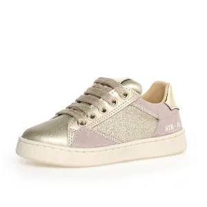 Naturino Girl's Quar Zip Glitter Sneakers - Platinum Beige