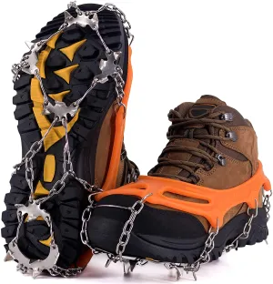 NewDoar Ice Cleats Crampons Traction,19 Spikes Stainless Steel Anti Slip Ice Snow Grips