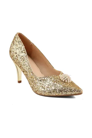 Party Wear Court Shoes I44453-Golden