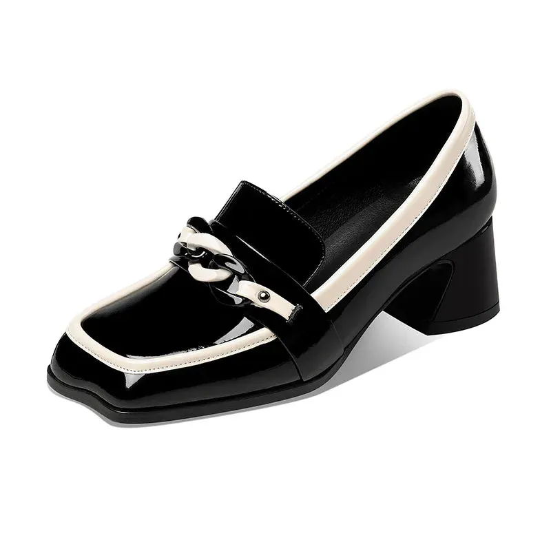 Patent Leather Square Toe High Heel Shoes