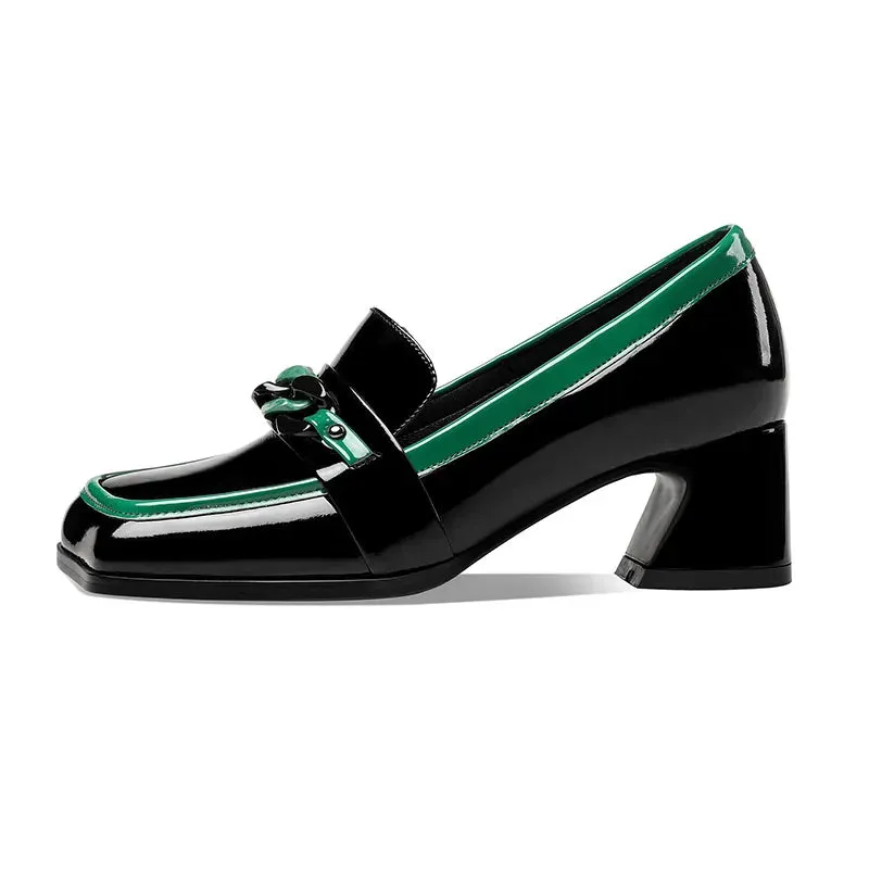 Patent Leather Square Toe High Heel Shoes