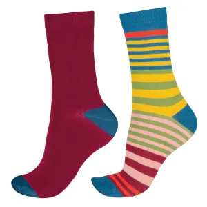 Pretty Polly Bamboo Knit Socks - Multi Stripe 2 Pair Pack