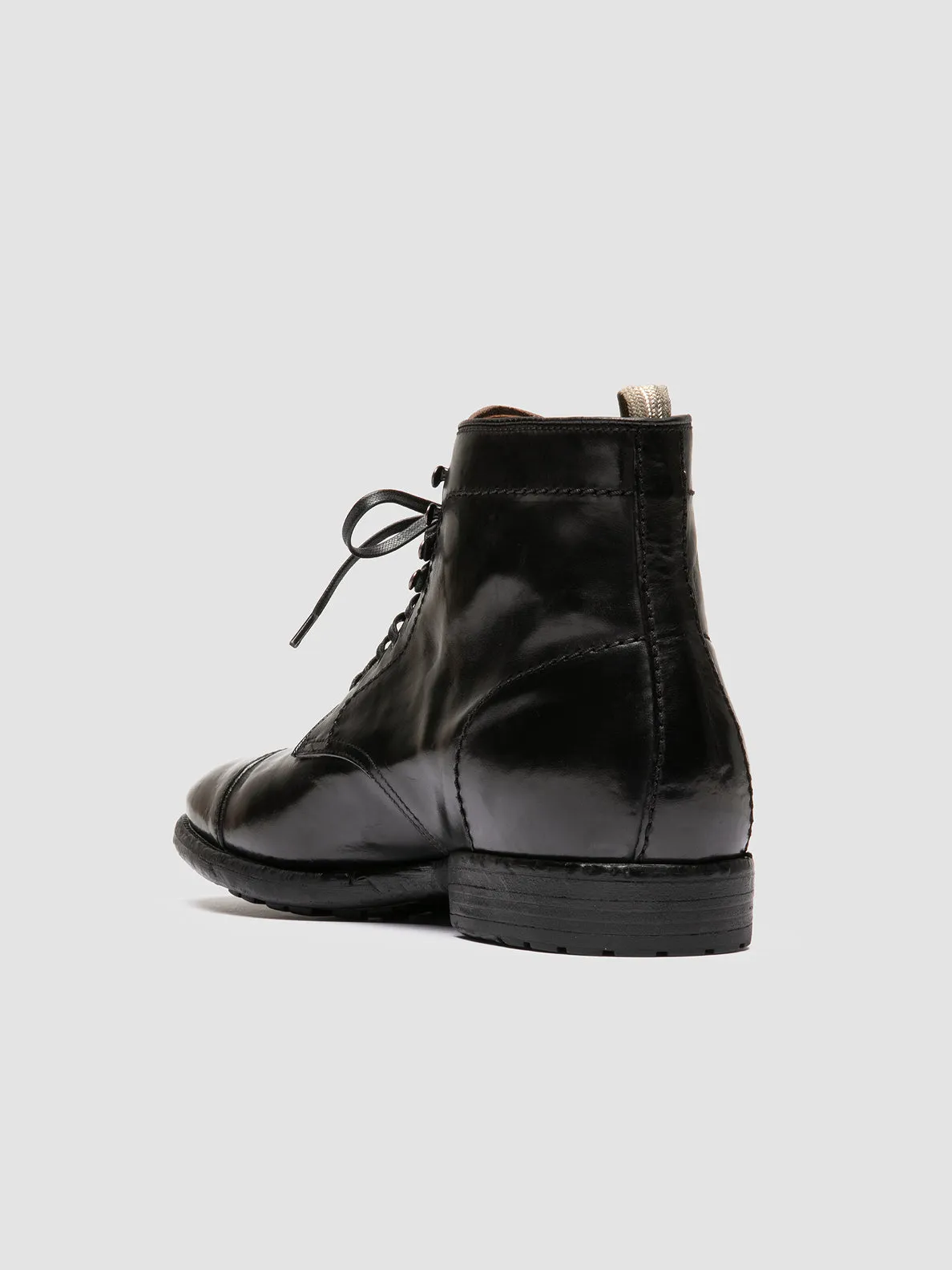 PRINCE 611 - Black Leather Lace-up Boots