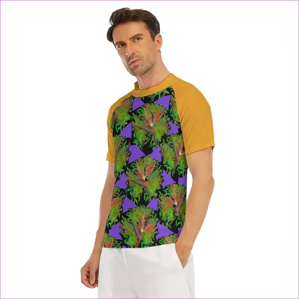 Psychedelic Paradise Men's Tight Surf Shirt With Half Sleeves