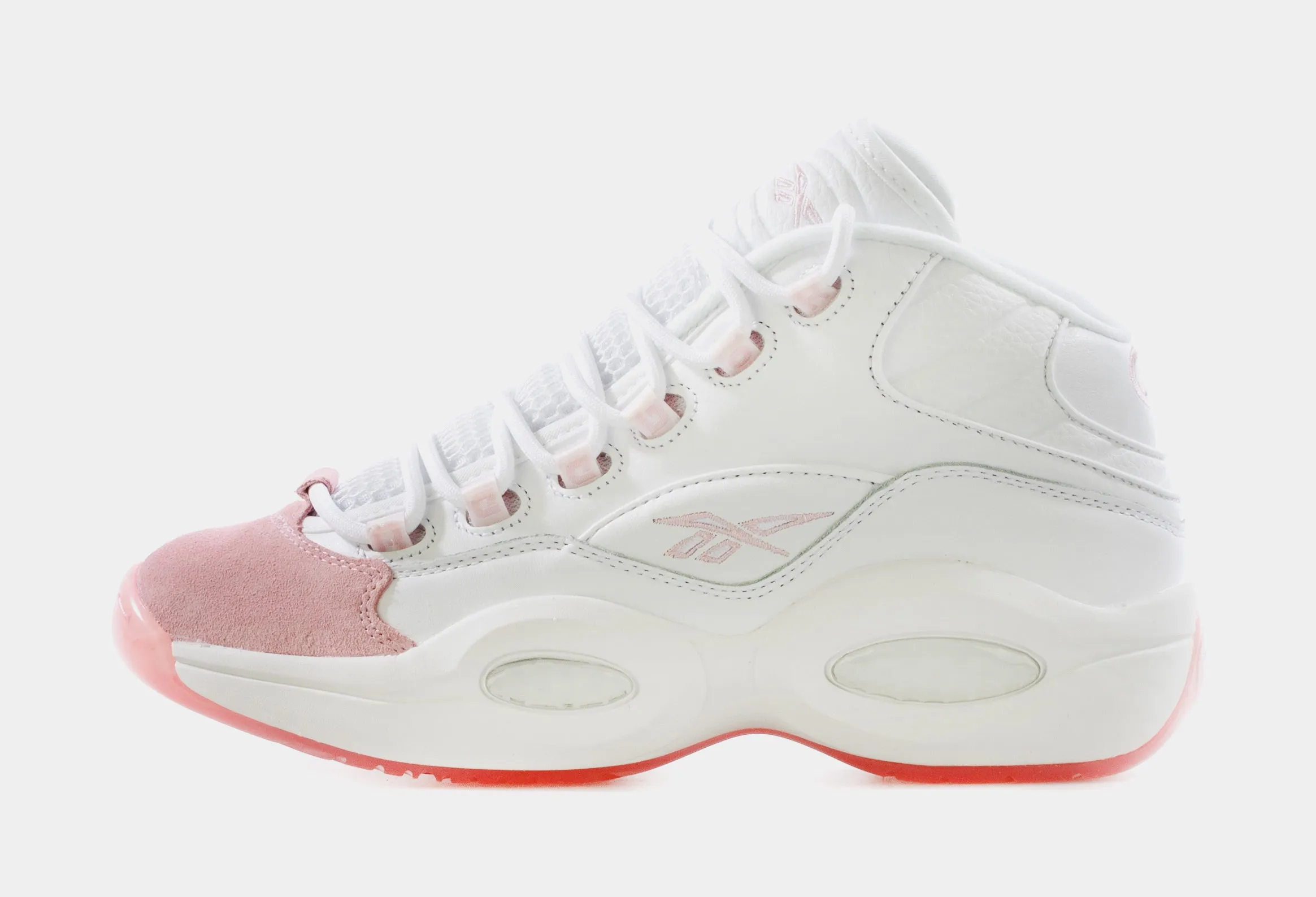 Question Mid Pink Toe Mens Basketball Shoe (White/Pink)