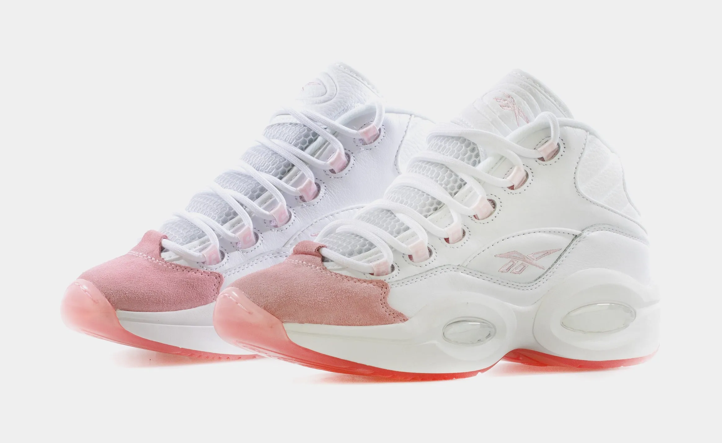 Question Mid Pink Toe Mens Basketball Shoe (White/Pink)