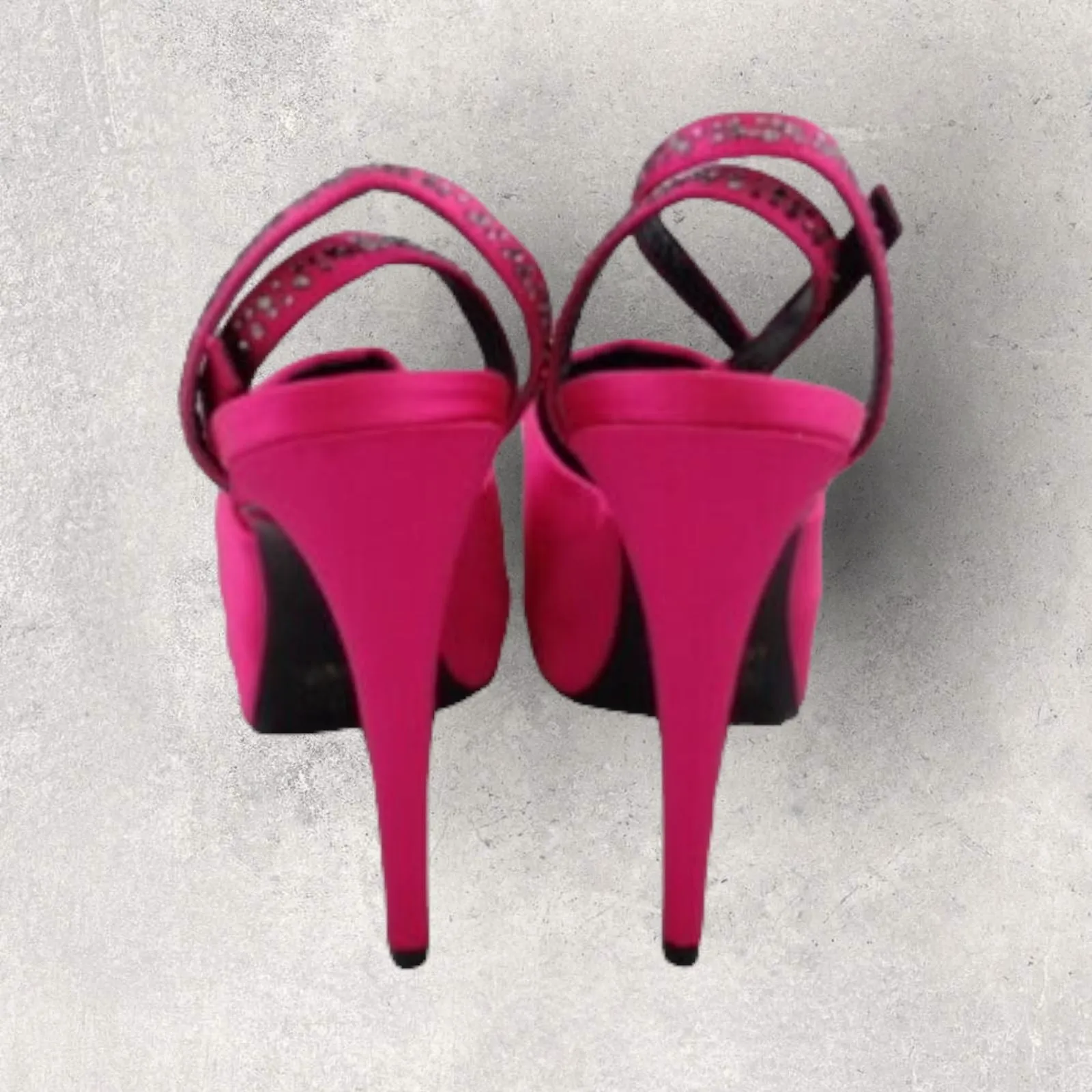 Reiss Ladies Fuschia Pink Satin Stiletto Crystal Peep Toe Shoes UK 6  RRP £169