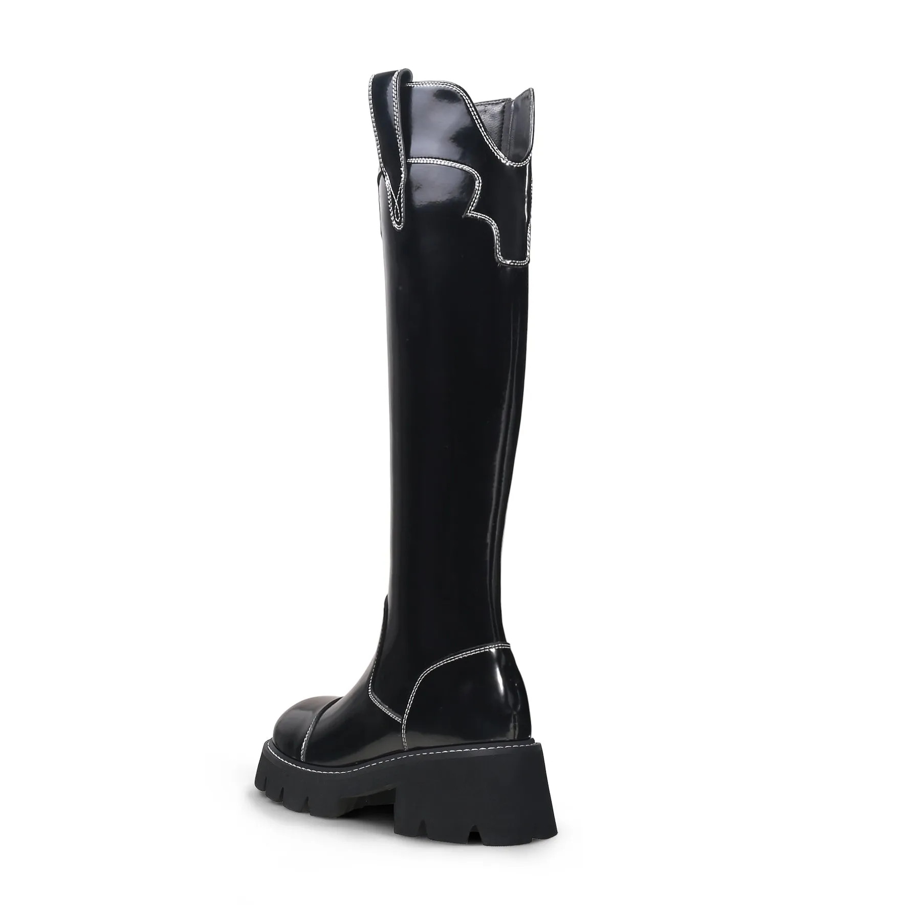 Retro Black Knee-High Boots