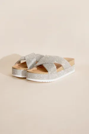 RHINESTONE SLIDES in Silver