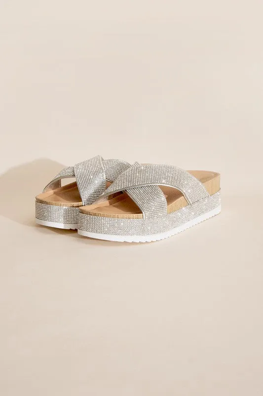 RHINESTONE SLIDES in Silver