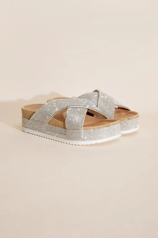 RHINESTONE SLIDES in Silver