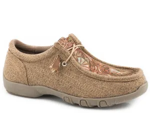 Roper Womens Tan Fabric Chillin Embossed Oxford Shoes 6