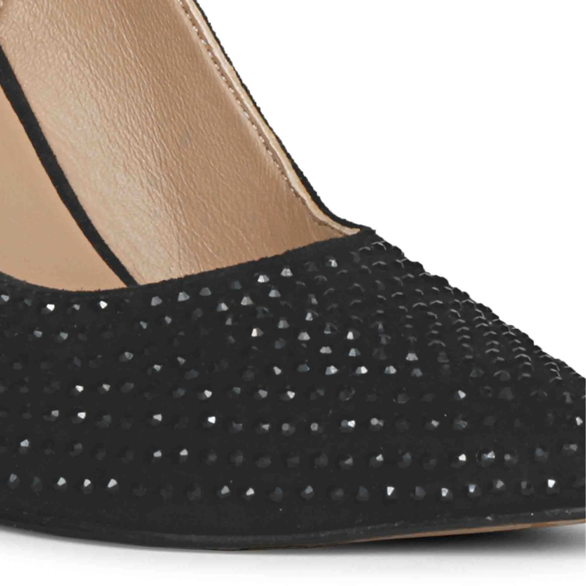 Saint Alyssa Crystal Embellished Black Leather Pumps