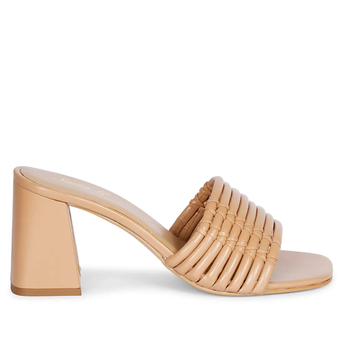 Saint Bethany Nude Leather Block Heels