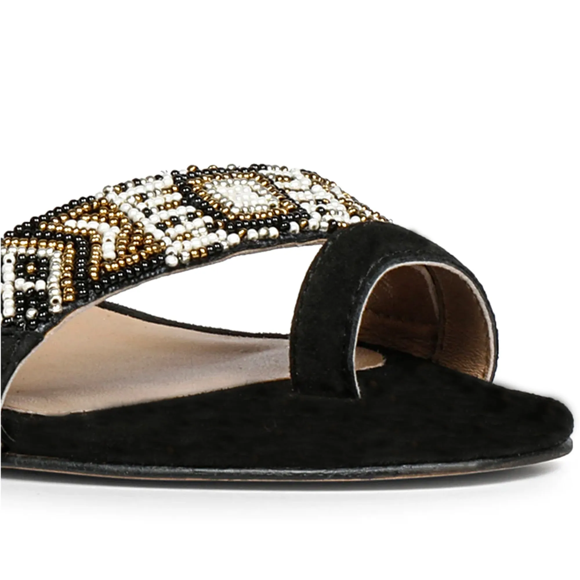 Saint Devlin Hand Embroidered Black Leather Block Heels