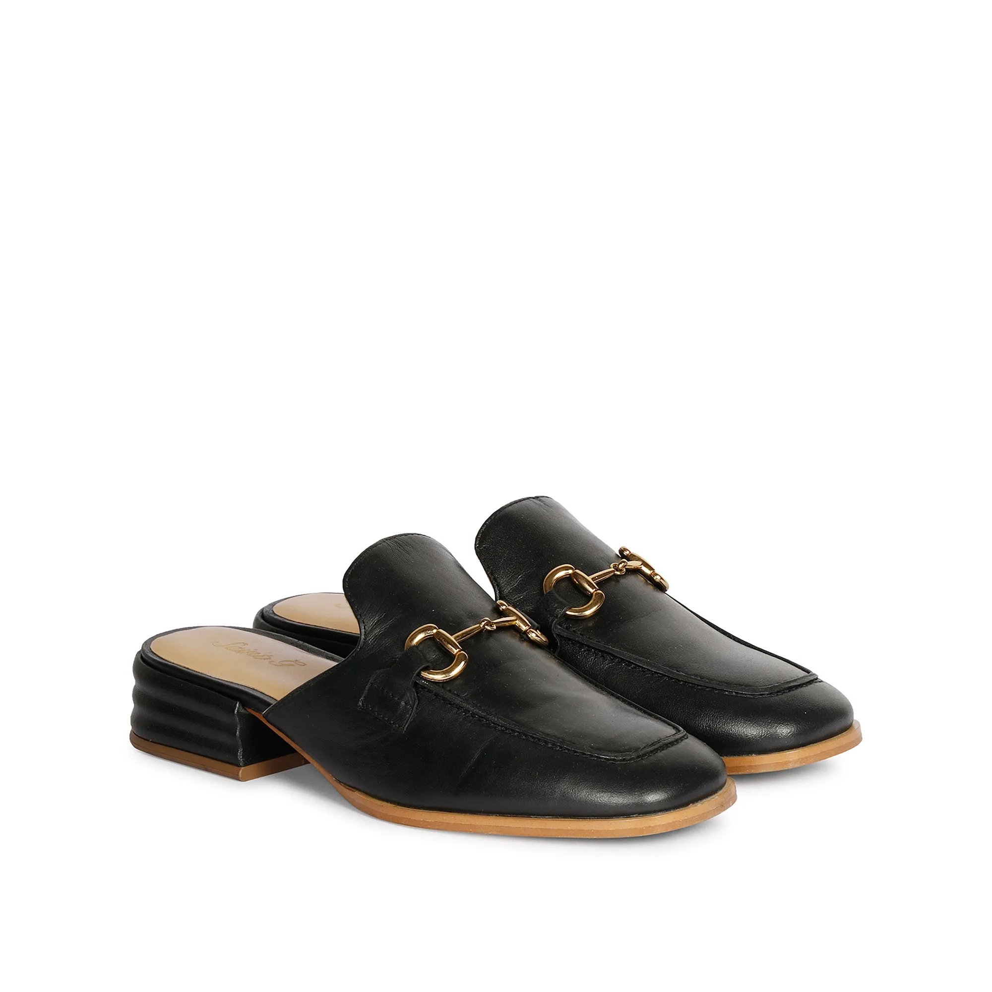 Salvie Black Leather Mule