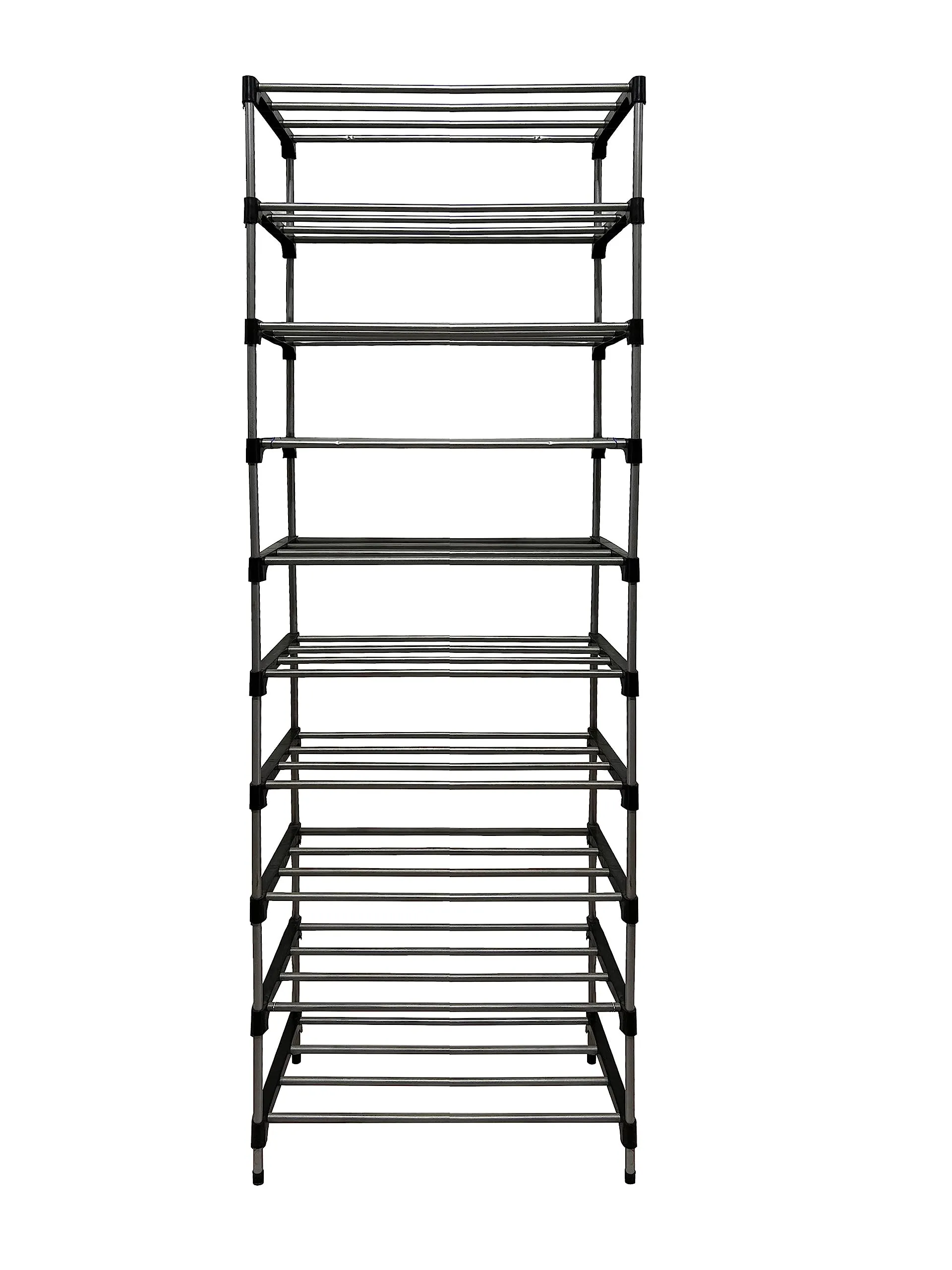 SANAMSTORE Metal 9 Tier Rack Shoe/Clothes/books stand Rack with cover for home (Need to Be Assemble - DIY) Black