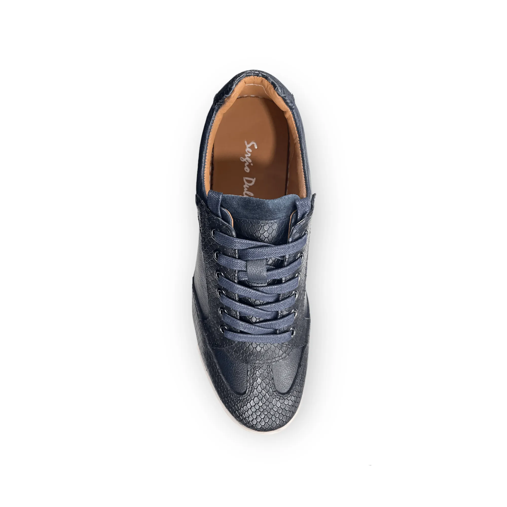 Sergio Duletti Clinton Smart Leather Trainers Navy