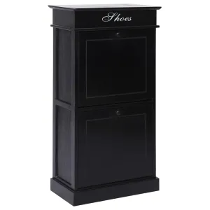 Shoe Cabinet Black 50x28x98 cm Paulownia Wood