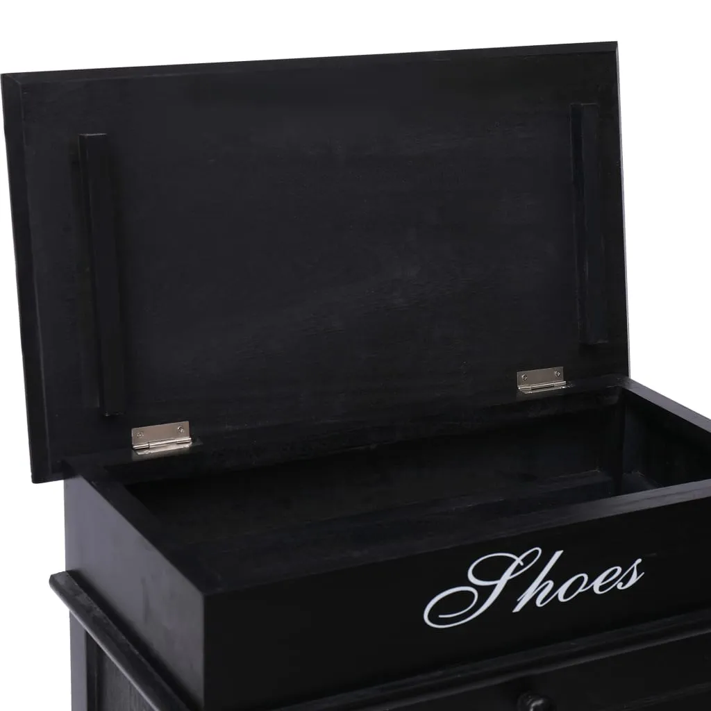 Shoe Cabinet Black 50x28x98 cm Paulownia Wood