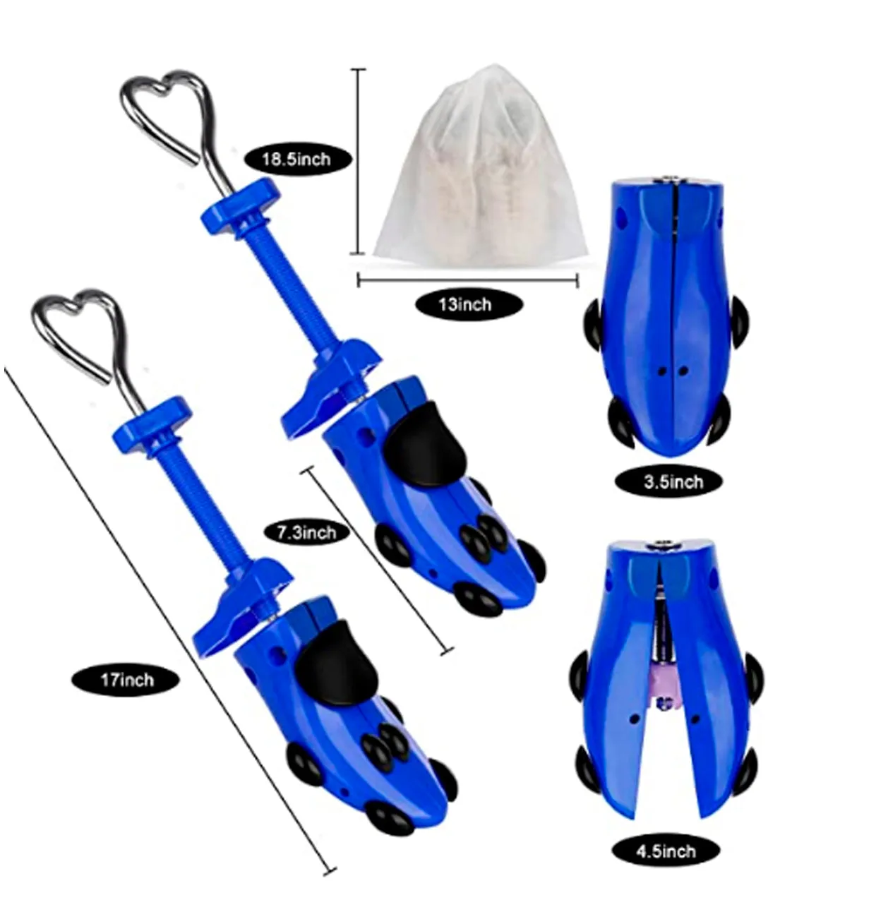 Shoe Stretcher for Women Men, Pair of 4-way Color Blue