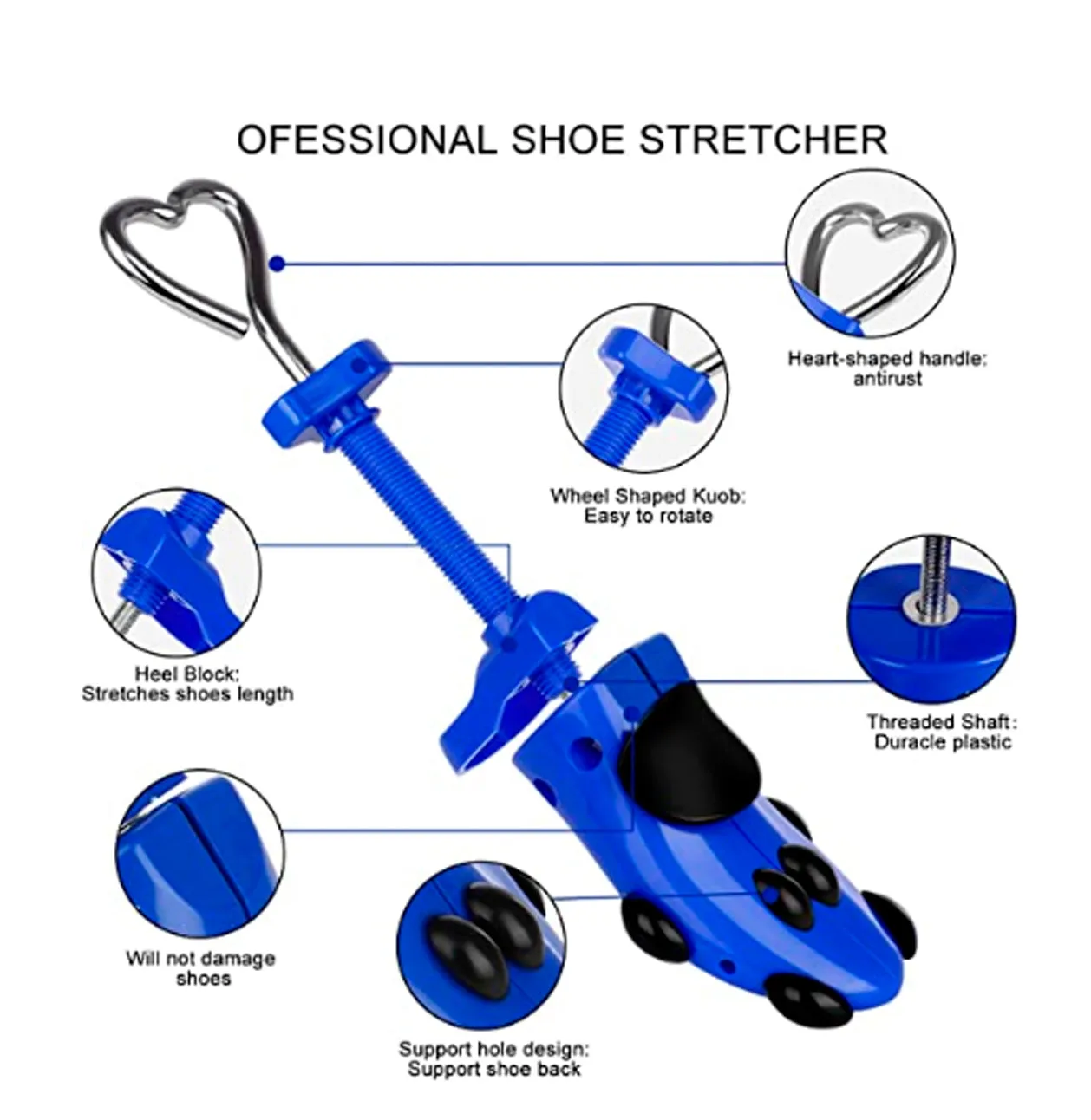 Shoe Stretcher for Women Men, Pair of 4-way Color Blue