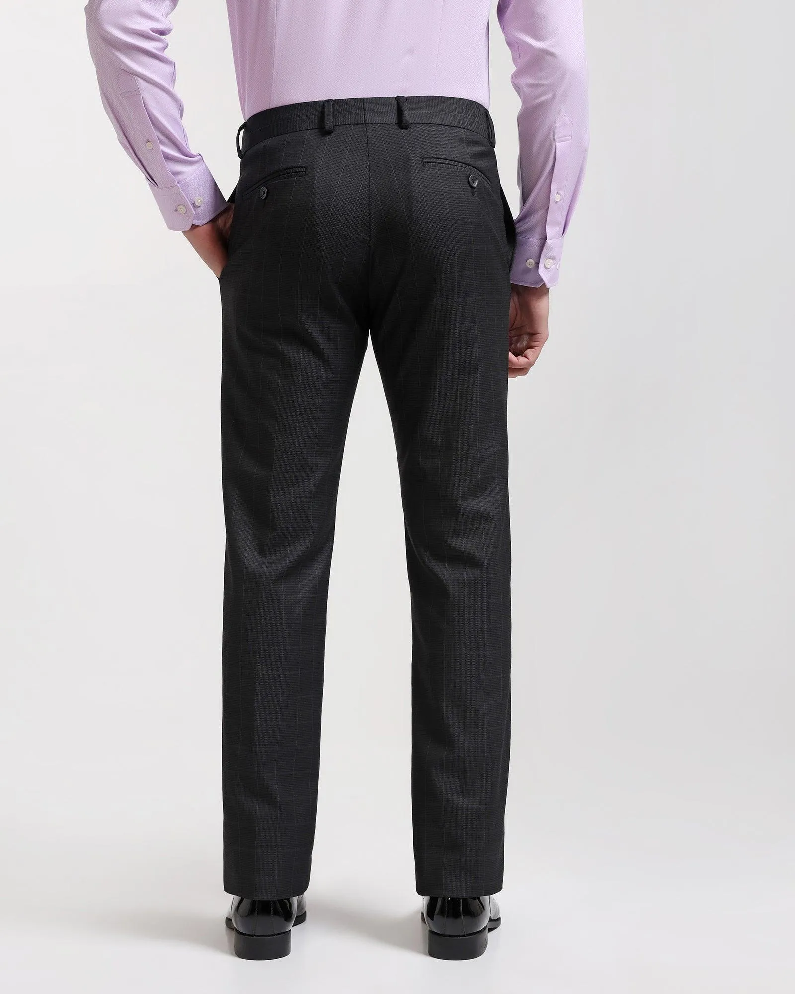 Slim Comfort B-95 Formal Black Check Trouser - Desert