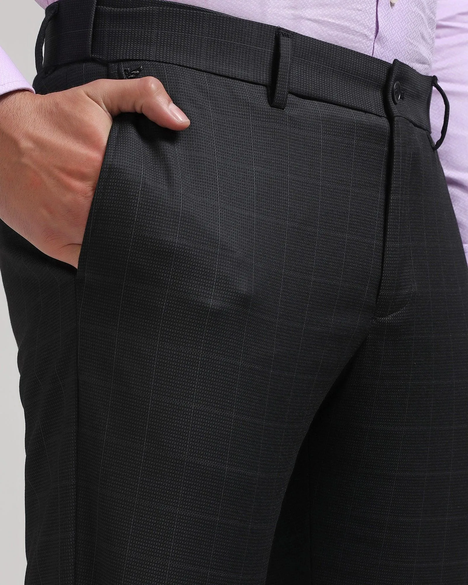 Slim Comfort B-95 Formal Black Check Trouser - Desert