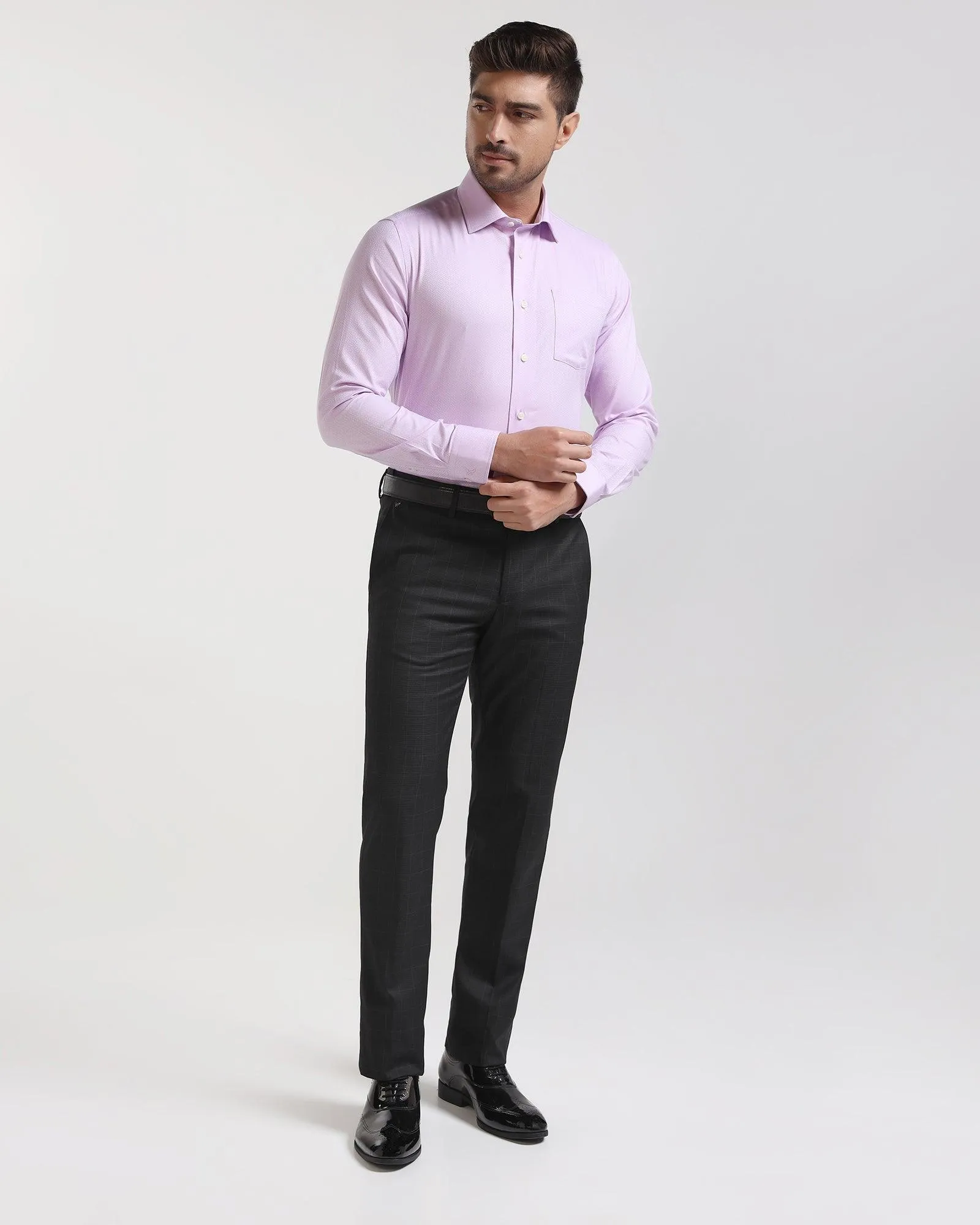 Slim Comfort B-95 Formal Black Check Trouser - Desert