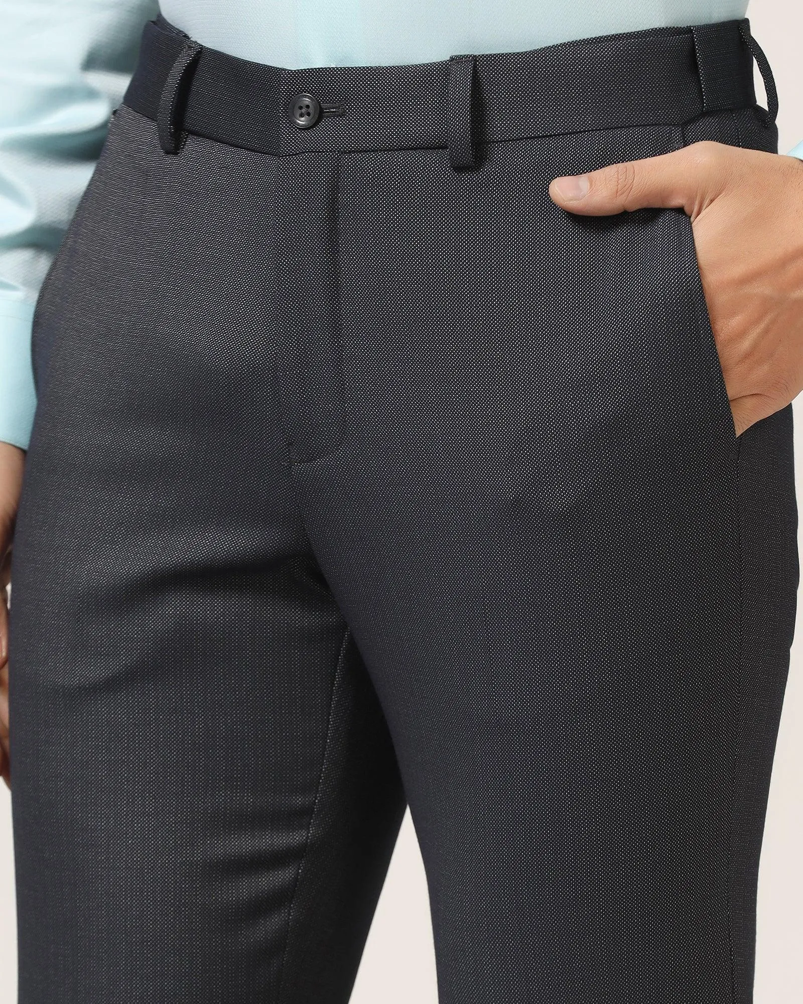 Slim Fit B-91 Formal Black Textured Trouser - Bandit