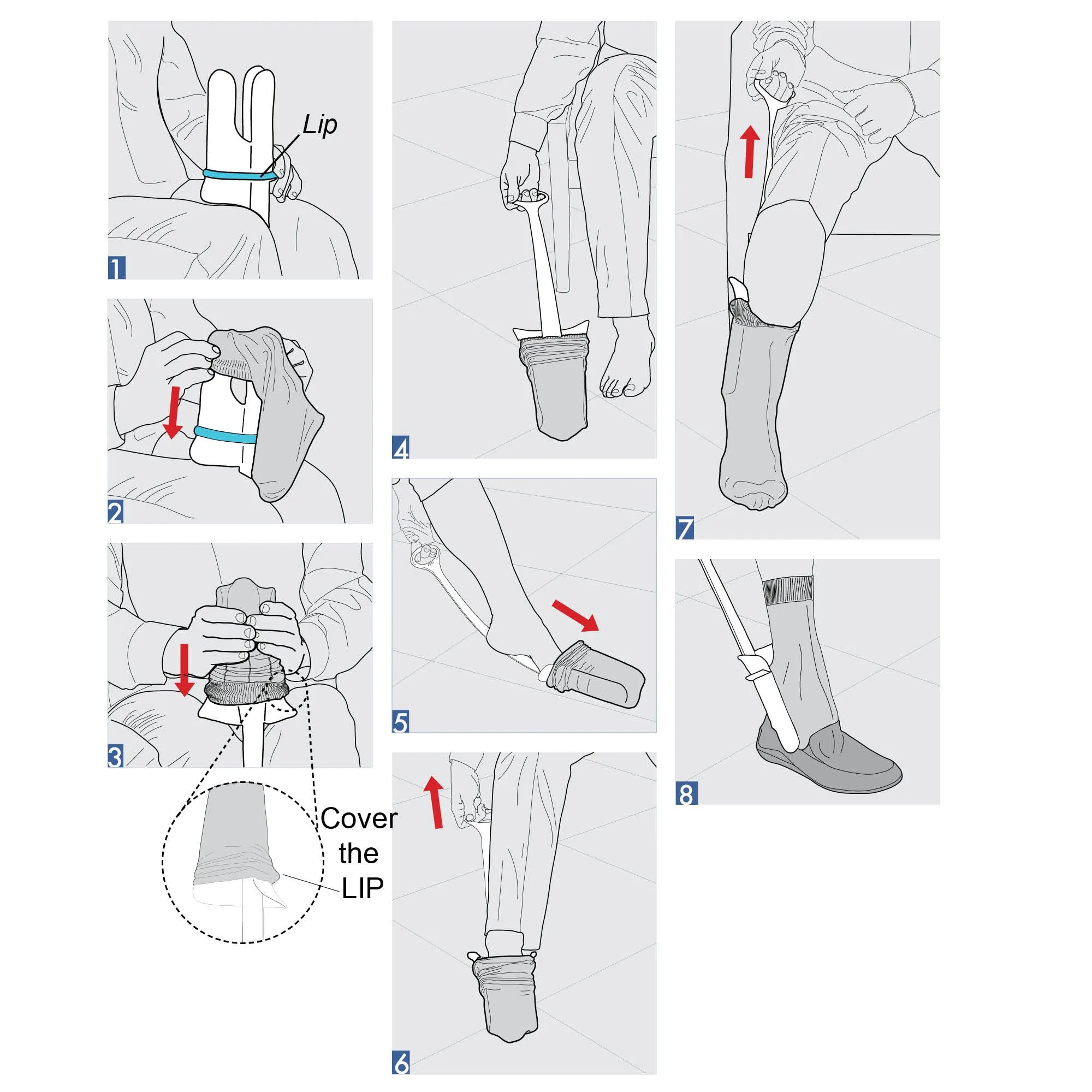 Stauber Best Sock Aid and Shoe Horn - Hinged Sock Aid and New Extra Long Handled Shoe Horn - Design for post surgery.