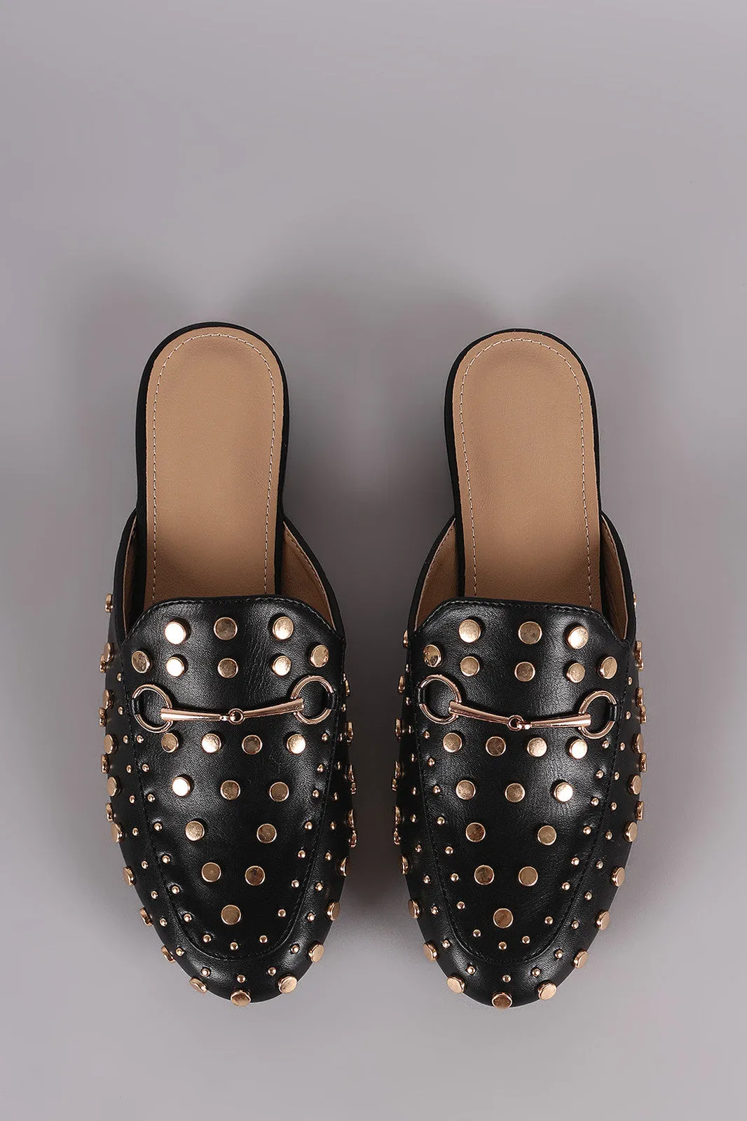 Studded Horsebit Accent Slip On Loafer Mules