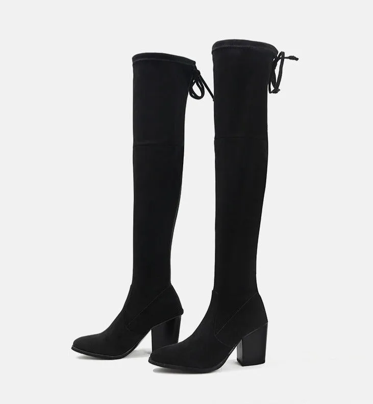 Suede Over-the-Thigh High Heel Knight Boots