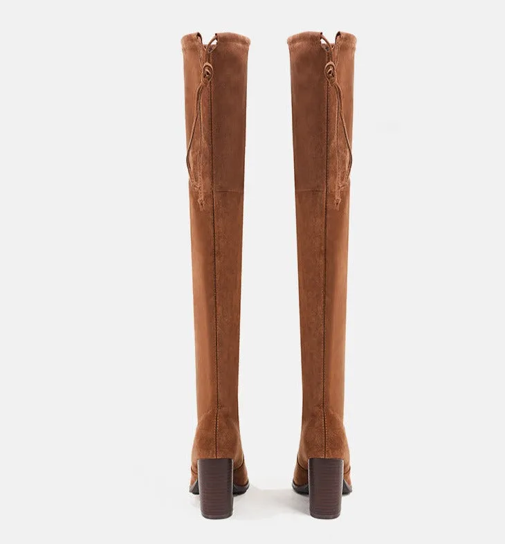 Suede Over-the-Thigh High Heel Knight Boots