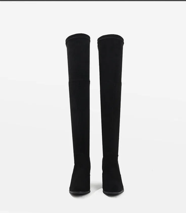 Suede Over-the-Thigh High Heel Knight Boots