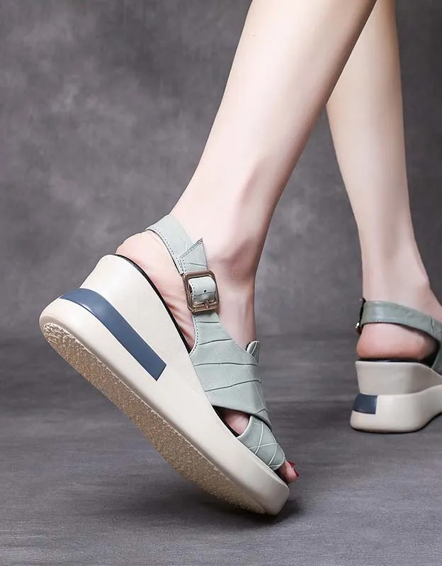 Summer Front Cross Strap Wedge Sandals Slingback