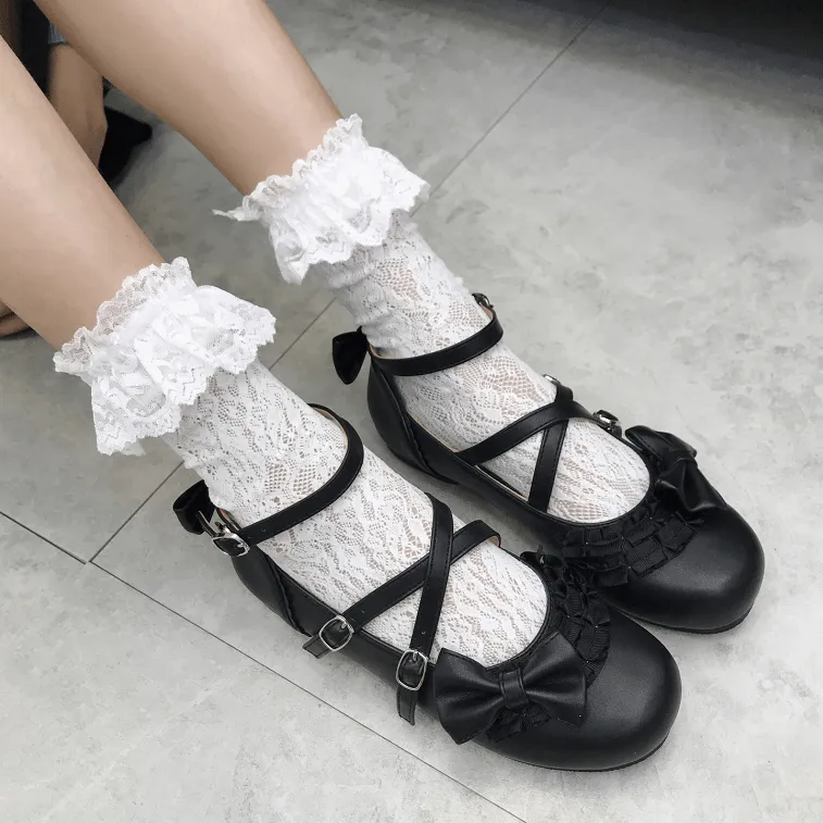 Sweet Lolita Bow Cross Strap Shoes SD00367