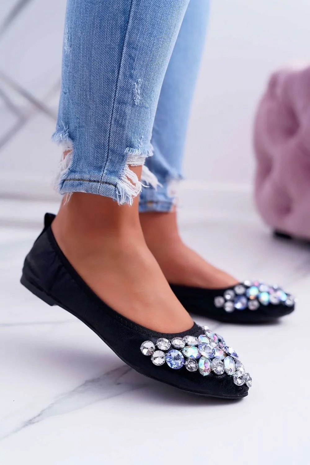 TEEK - Black Bejeweled Ballet flats