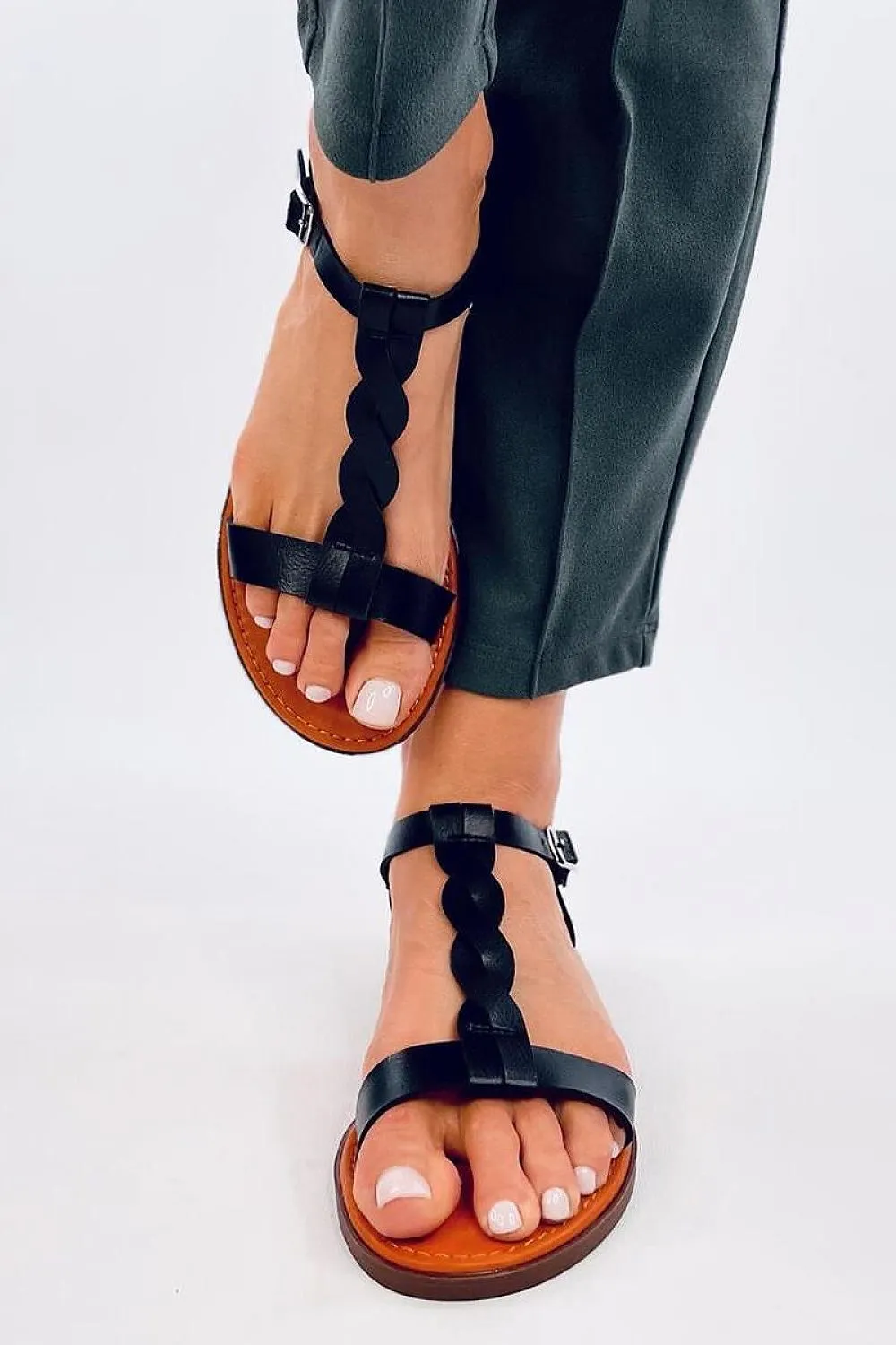 TEEK - Black Twist Strap Sandals