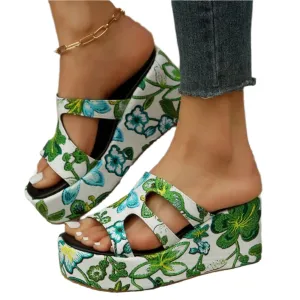 TEEK - Cutout Floral Peep Toe Sandals