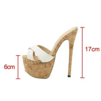 TEEK - Toe Crossed Corked High Heel Sandals