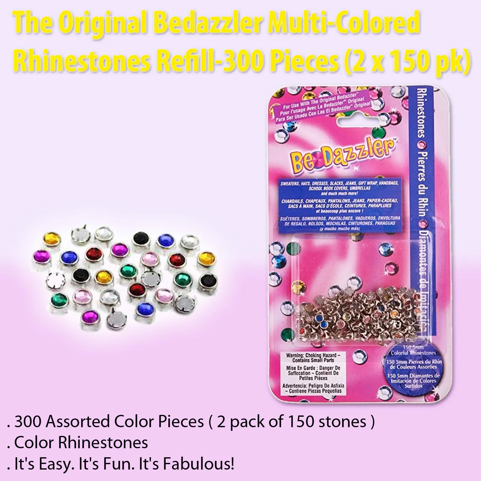 The Original Bedazzler 300-Piece Multi-Colored Rhinestones Refill Pack