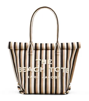 The Striped Jacquard Beach Tote Bag Camel Multi