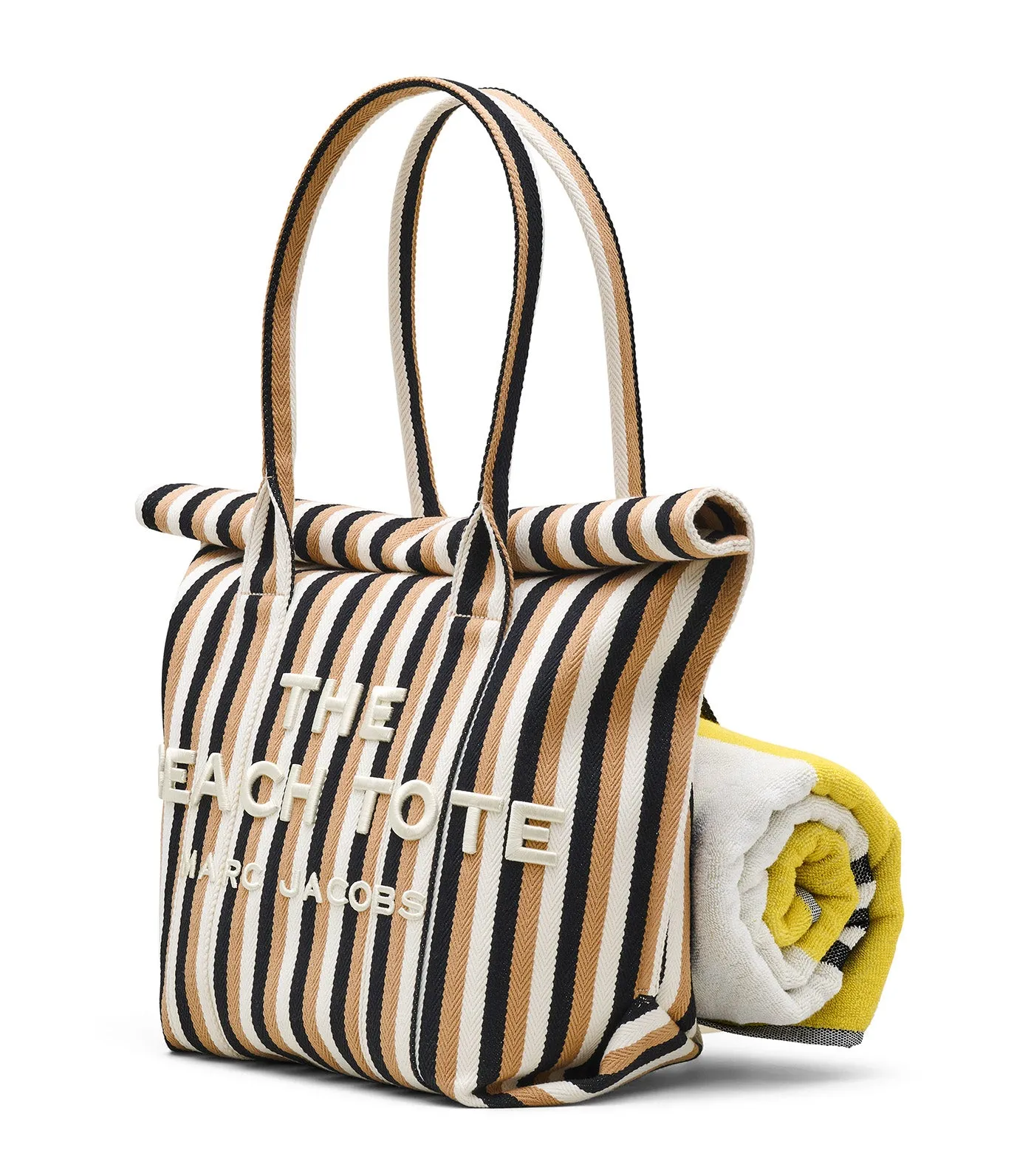 The Striped Jacquard Beach Tote Bag Camel Multi