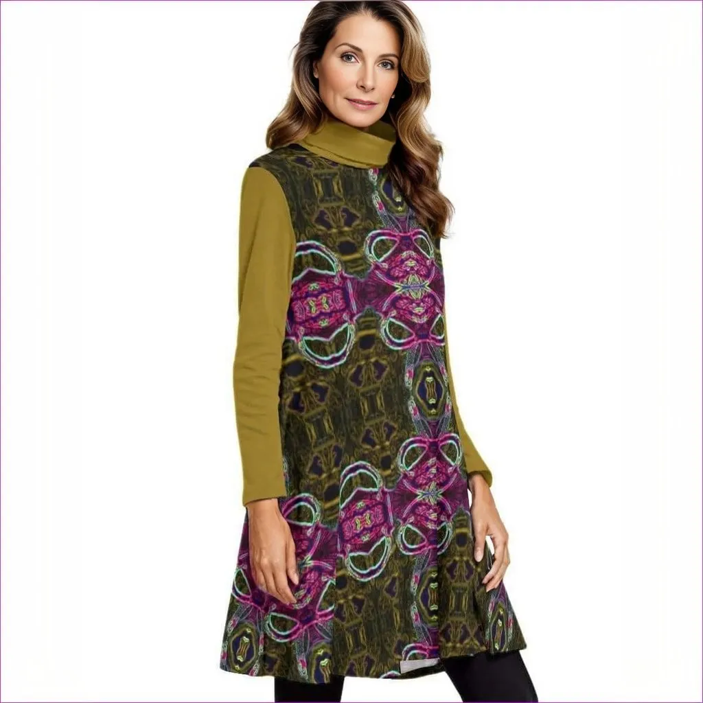 Tribalist Women's High Neck Dress With Long Sleeve