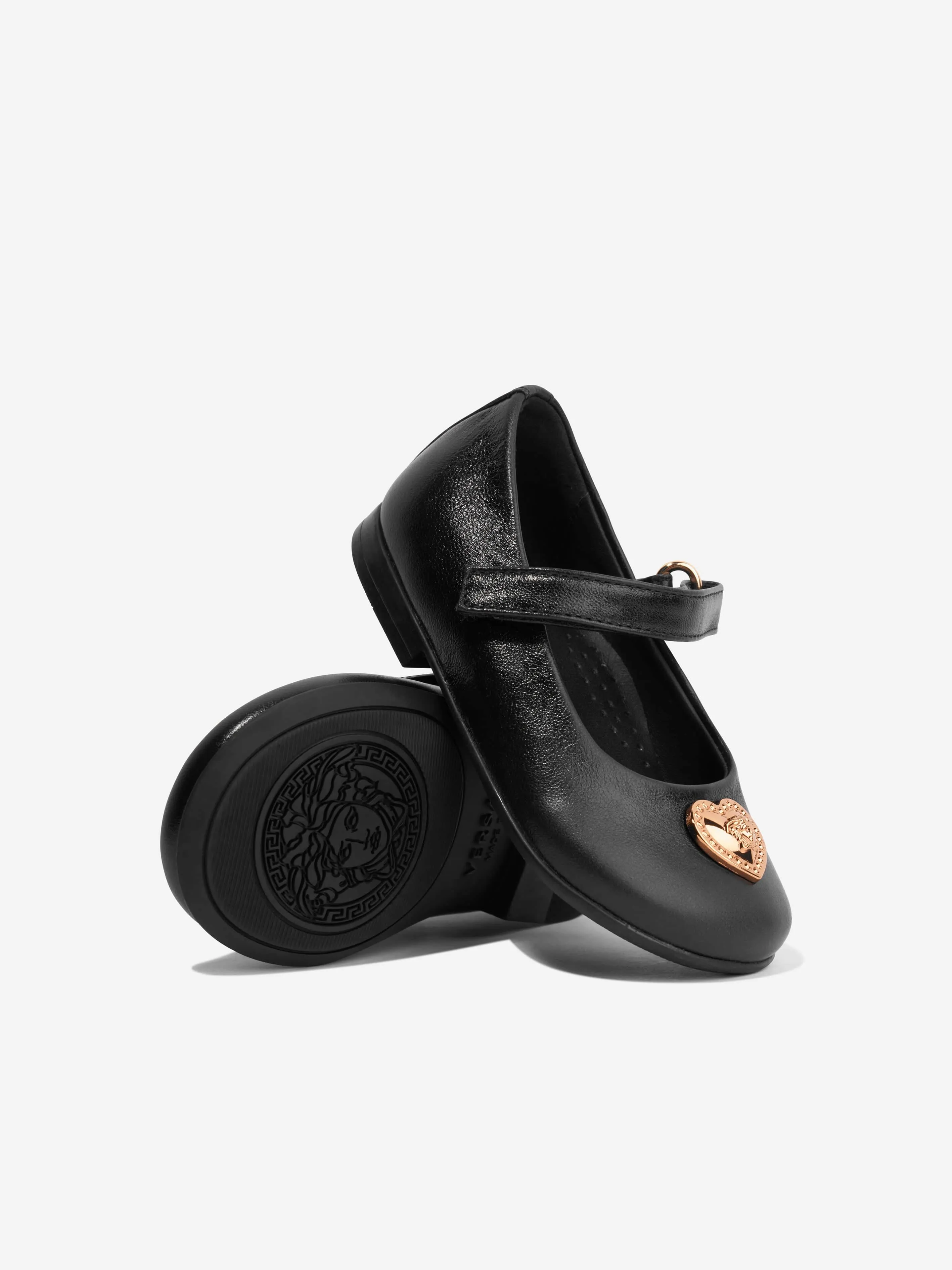 Versace Girls Heart Logo Shoes in Black