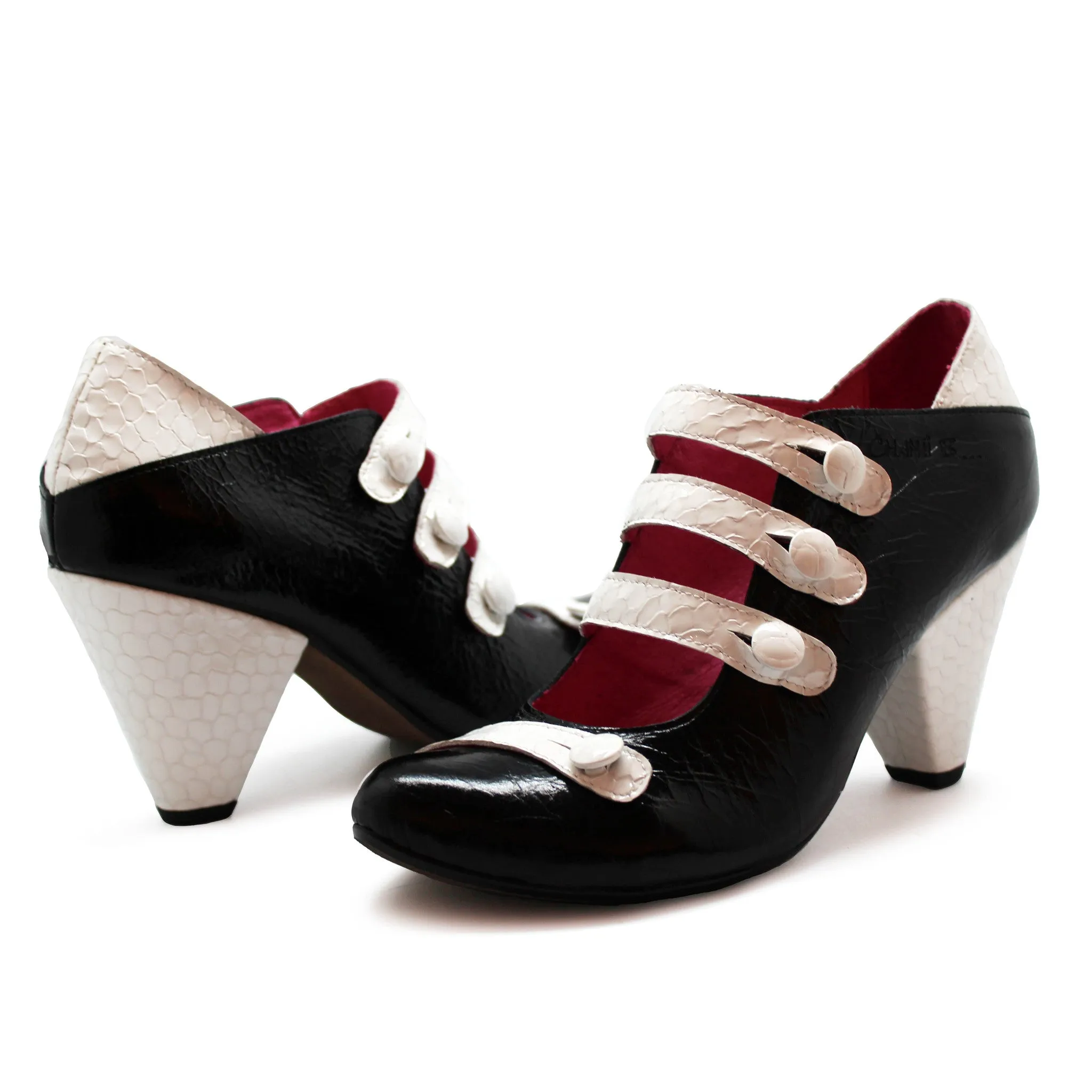 Voila - Black/White bar shoe