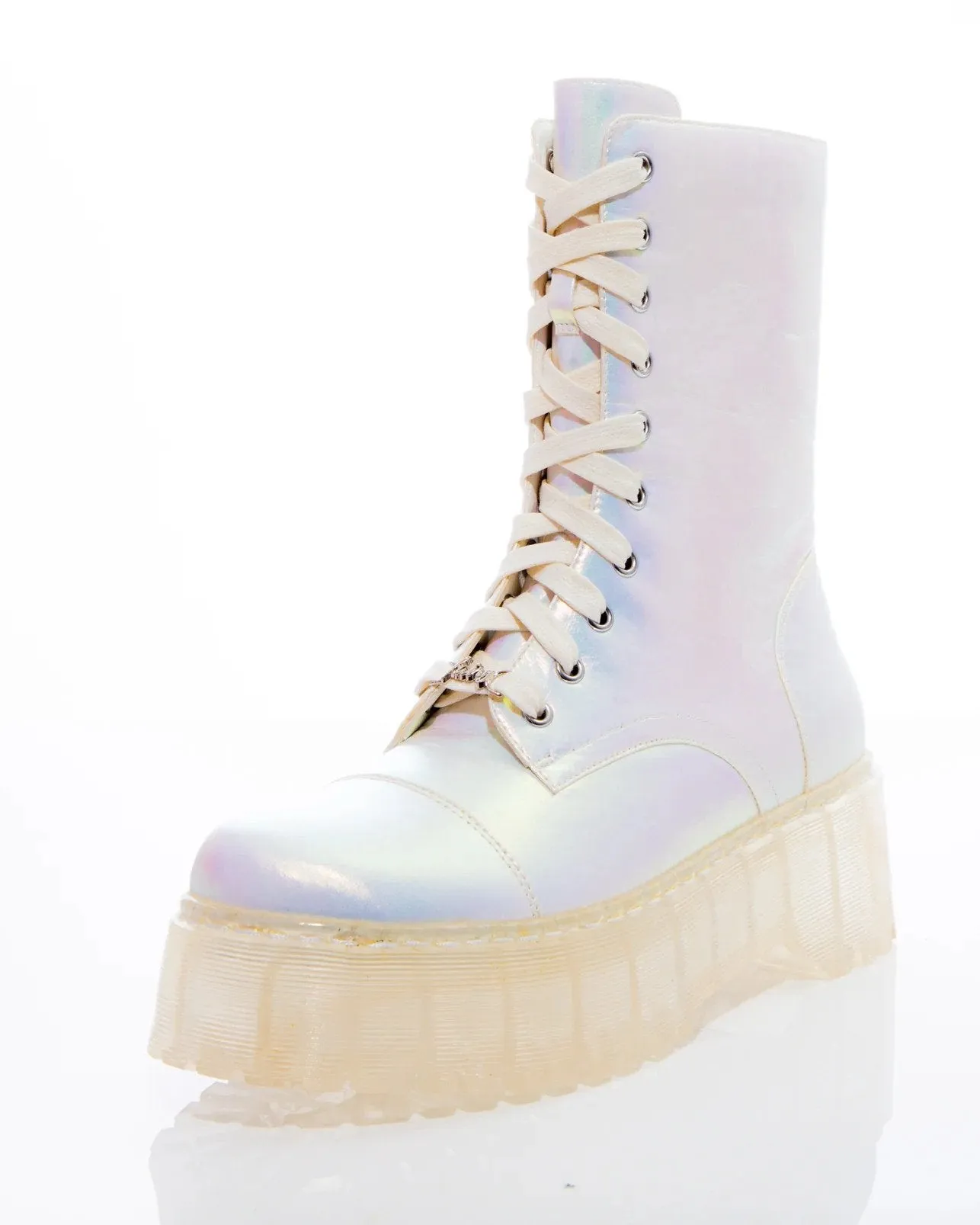 White Twilight Iridescent Combat Boots