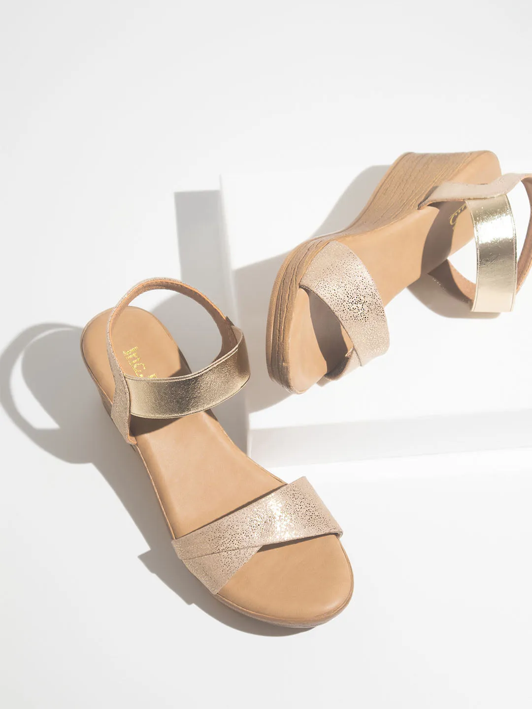 Women Beige Solid Wedges