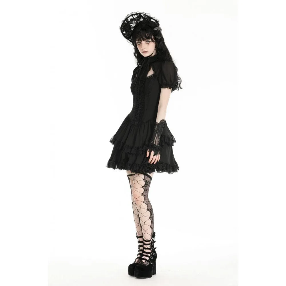 Women's Gothic Puff Sleeved Layered Grad Dress